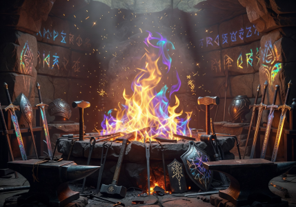 Mystical Fantasy Forge with Fire
